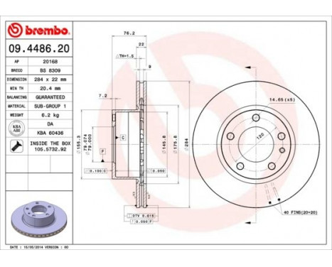 Brake Disc 09.4486.20 Brembo, Image 3