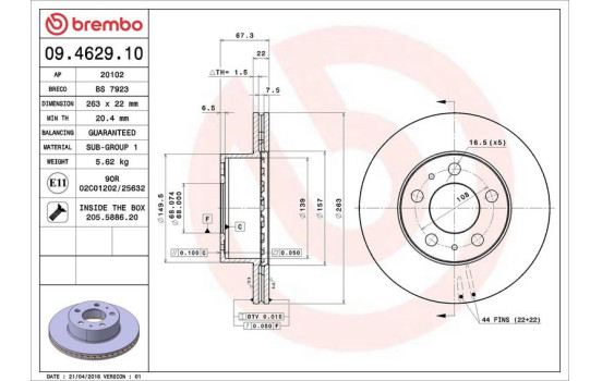 Brake Disc 09.4629.10 Brembo, Image 4