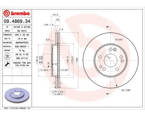 Brake Disc 09.4869.34 Brembo, Image 4