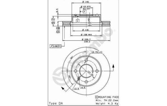 Brake Disc 09.4914.34 Brembo, Image 2