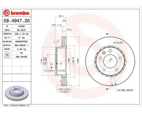 Brake Disc 09.4947.20 Brembo, Image 3