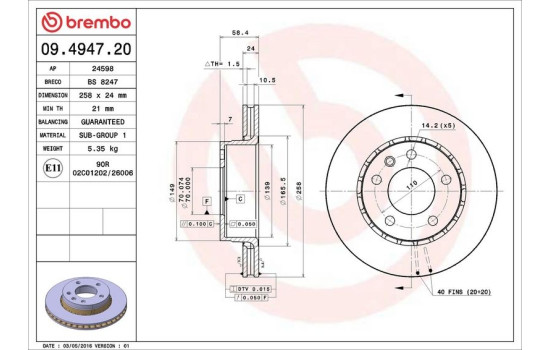 Brake Disc 09.4947.20 Brembo, Image 4