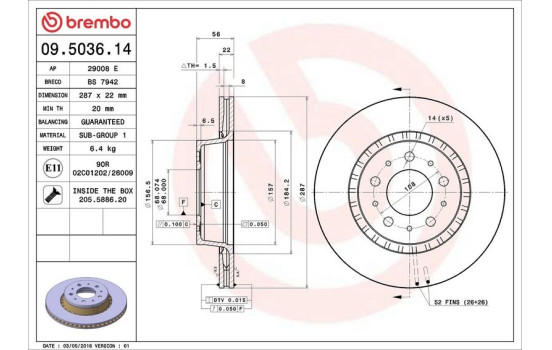 Brake Disc 09.5036.14 Brembo, Image 4