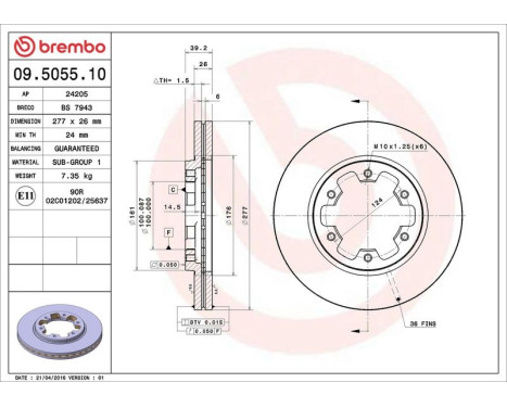 Brake Disc 09.5055.10 Brembo, Image 4
