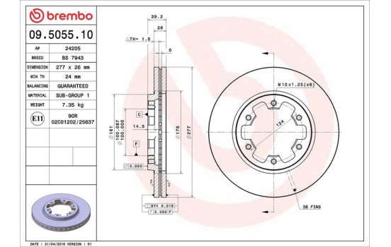 Brake Disc 09.5055.10 Brembo, Image 4