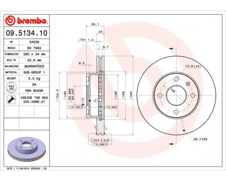 Brake Disc 09.5134.10 Brembo, Image 3