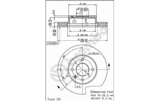 Brake Disc 09.5134.10 Brembo, Image 2