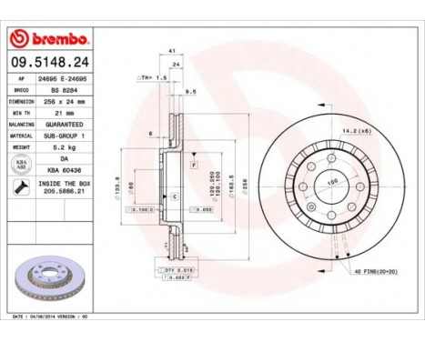 Brake Disc 09.5148.24 Brembo, Image 3