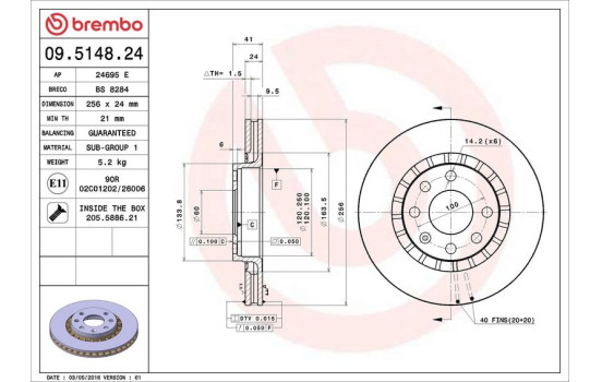 Brake Disc 09.5148.24 Brembo, Image 4