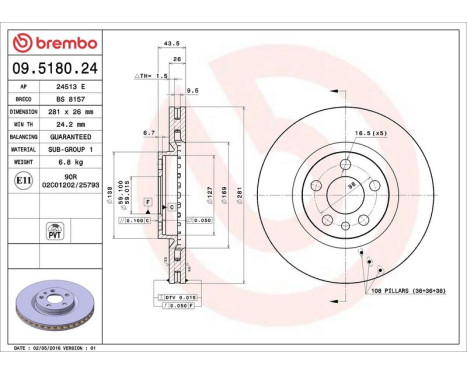 Brake Disc 09.5180.24 Brembo, Image 4