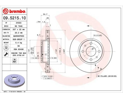 Brake Disc 09.5215.10 Brembo, Image 3