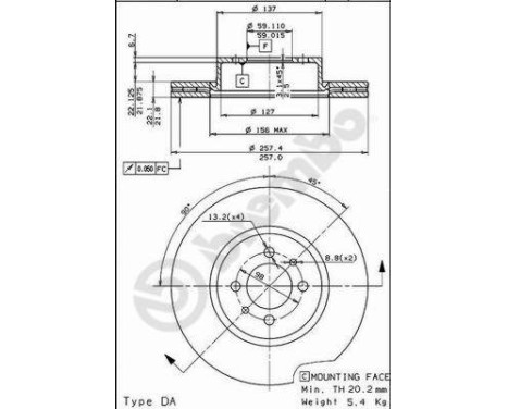 Brake Disc 09.5215.10 Brembo, Image 2