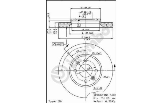 Brake Disc 09.5221.10 Brembo, Image 2