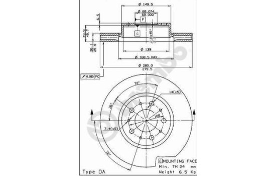 Brake Disc 09.5315.14 Brembo, Image 2