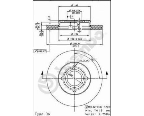 Brake Disc 09.5343.10 Brembo, Image 2