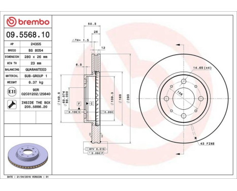 Brake Disc 09.5568.10 Brembo, Image 4