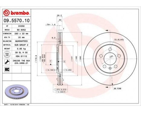 Brake Disc 09.5570.10 Brembo, Image 3