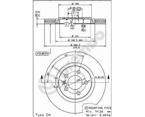 Brake Disc 09.5570.10 Brembo, Image 2