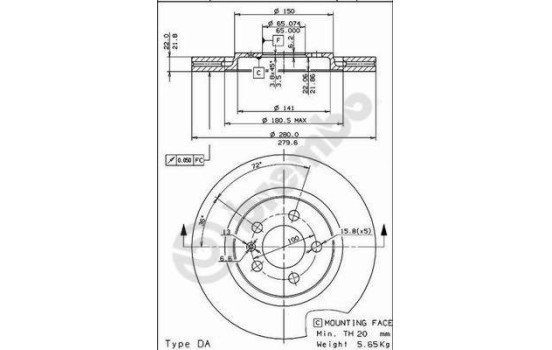 Brake Disc 09.5570.10 Brembo, Image 2