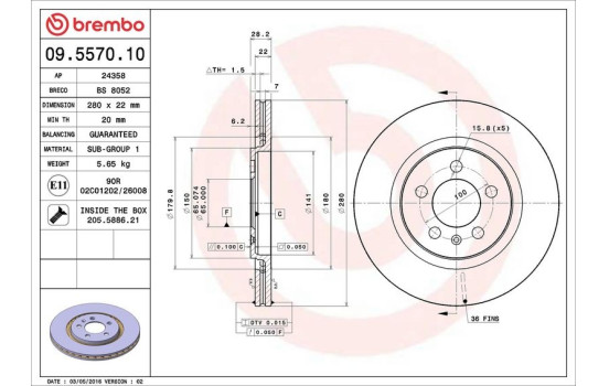 Brake Disc 09.5570.10 Brembo, Image 4