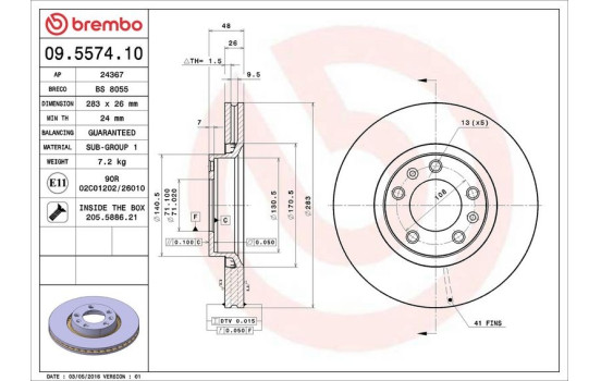 Brake Disc 09.5574.10 Brembo, Image 4