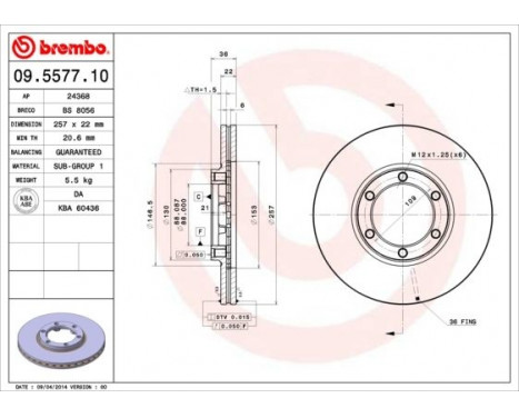 Brake Disc 09.5577.10 Brembo, Image 3