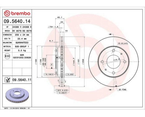 Brake Disc 09.5640.14 Brembo, Image 4