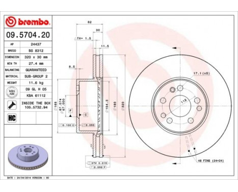 Brake Disc 09.5704.20 Brembo, Image 3