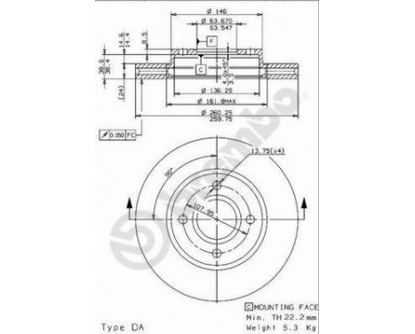 Brake Disc 09.5707.14 Brembo, Image 2