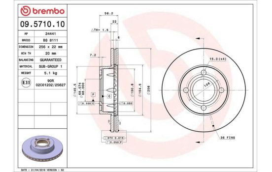 Brake Disc 09.5710.10 Brembo, Image 4
