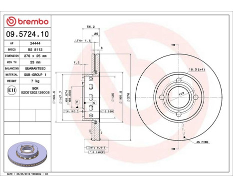 Brake Disc 09.5724.10 Brembo, Image 4