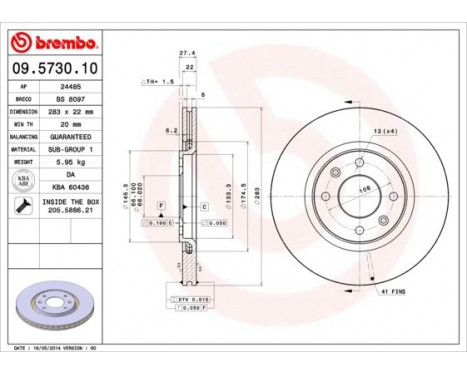 Brake Disc 09.5730.10 Brembo, Image 3