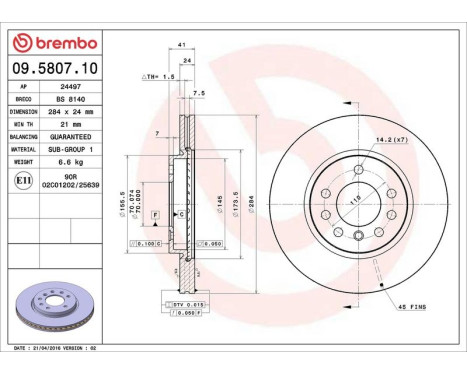 Brake Disc 09.5807.10 Brembo, Image 4