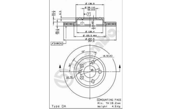 Brake Disc 09.5870.34 Brembo, Image 2