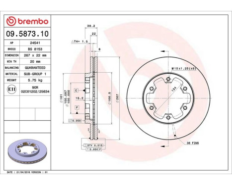 Brake Disc 09.5873.10 Brembo, Image 4