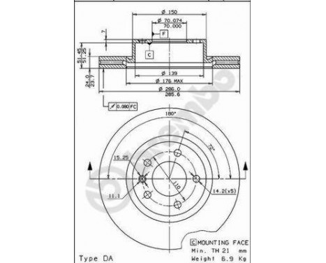 Brake Disc 09.5889.10 Brembo, Image 2