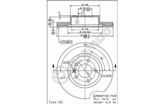 Brake Disc 09.5889.10 Brembo, Image 2