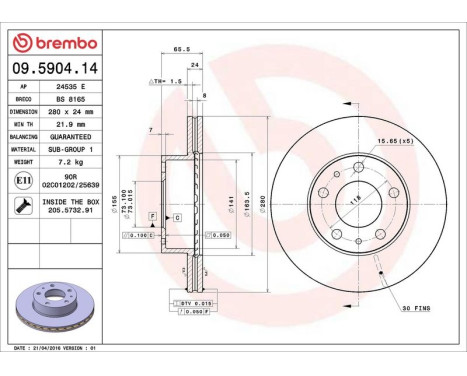 Brake Disc 09.5904.14 Brembo, Image 4