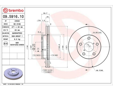 Brake Disc 09.5916.10 Brembo, Image 4
