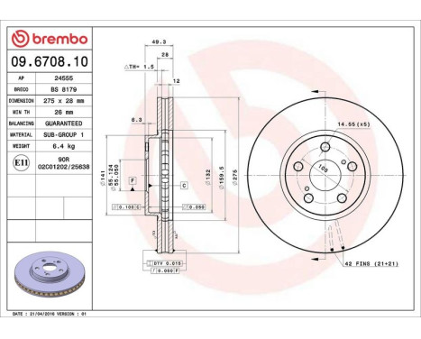 Brake Disc 09.6708.10 Brembo, Image 4