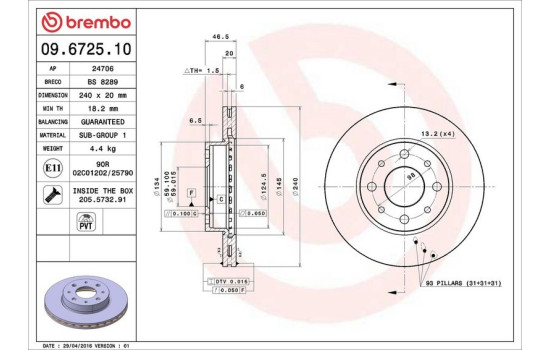 Brake Disc 09.6725.10 Brembo, Image 4