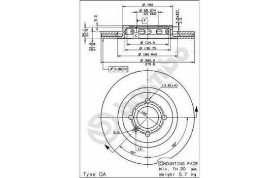 Brake Disc 09.6728.10 Brembo, Image 2