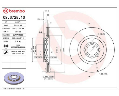 Brake Disc 09.6728.10 Brembo, Image 4