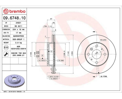 Brake Disc 09.6748.10 Brembo, Image 4