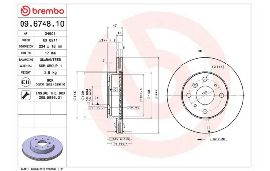 Brake Disc 09.6748.10 Brembo, Image 4