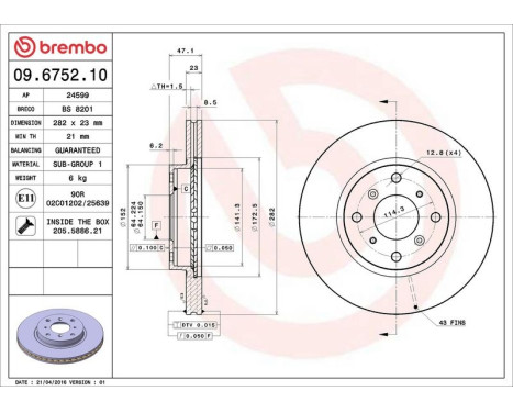 Brake Disc 09.6752.10 Brembo, Image 4