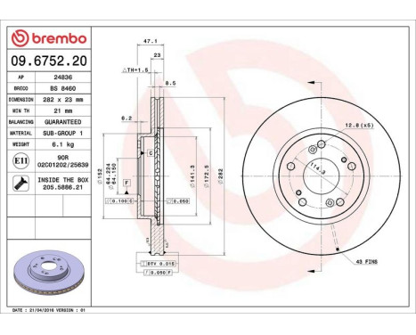 Brake Disc 09.6752.20 Brembo, Image 4