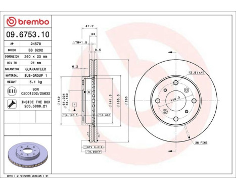 Brake Disc 09.6753.10 Brembo, Image 4