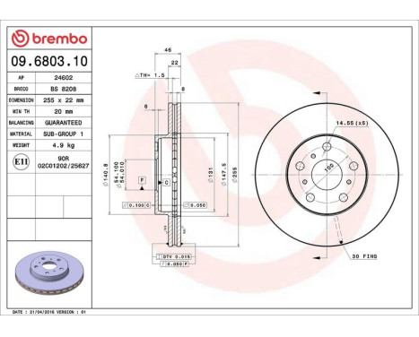 Brake Disc 09.6803.10 Brembo, Image 4