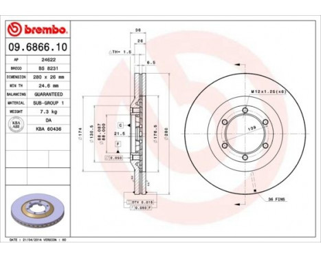 Brake Disc 09.6866.10 Brembo, Image 3